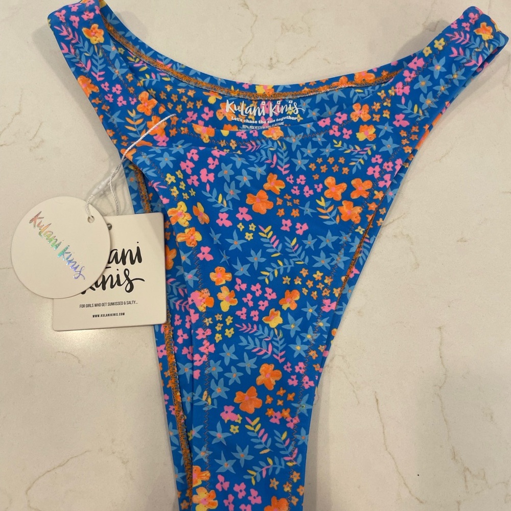 Kulani Kinis Floral Bikini Bottom vintage high leg